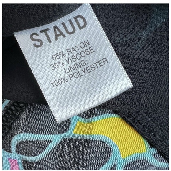 STAUD Black Blouse with Colorful Abstract Design - Picture 5 of 5